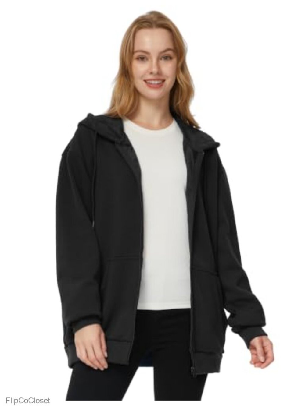 Women's Plus Size Zip Up Hoodie Oversized Fleece Sweatshirt